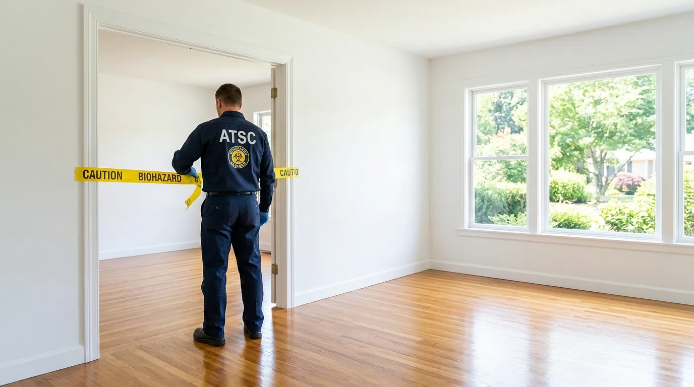 Certified biohazard cleanup crew performing Decomposition Cleanup in La Puente